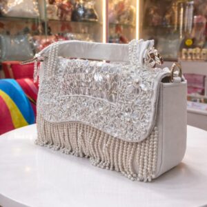 Fancy white pearl emblished Clutch