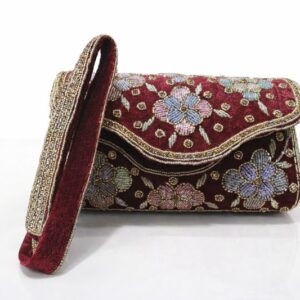 Designer ethnic clutch / sling bag maroon