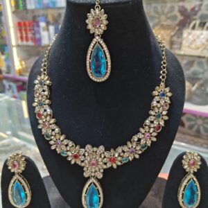 Elegant Multicolor American Diamond Necklace Set