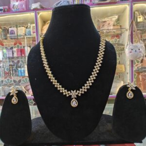 Elegant American Diamond golden Necklace Set