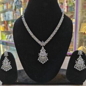 Premium AD white Necklace Set