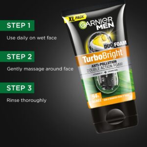 Garnier Men TurboBright Anti-Pollution Double Action Face Foam (XL Pack)